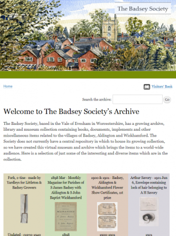 The Badsey Society website screenshot